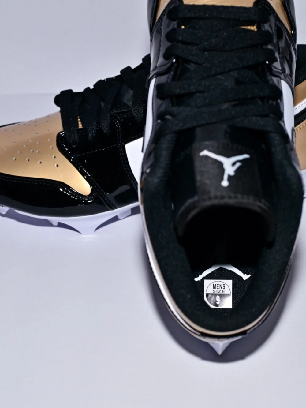 Men's Jordan 1 Low TD Football Cleat Black White Gold Size 9 New/Unworn